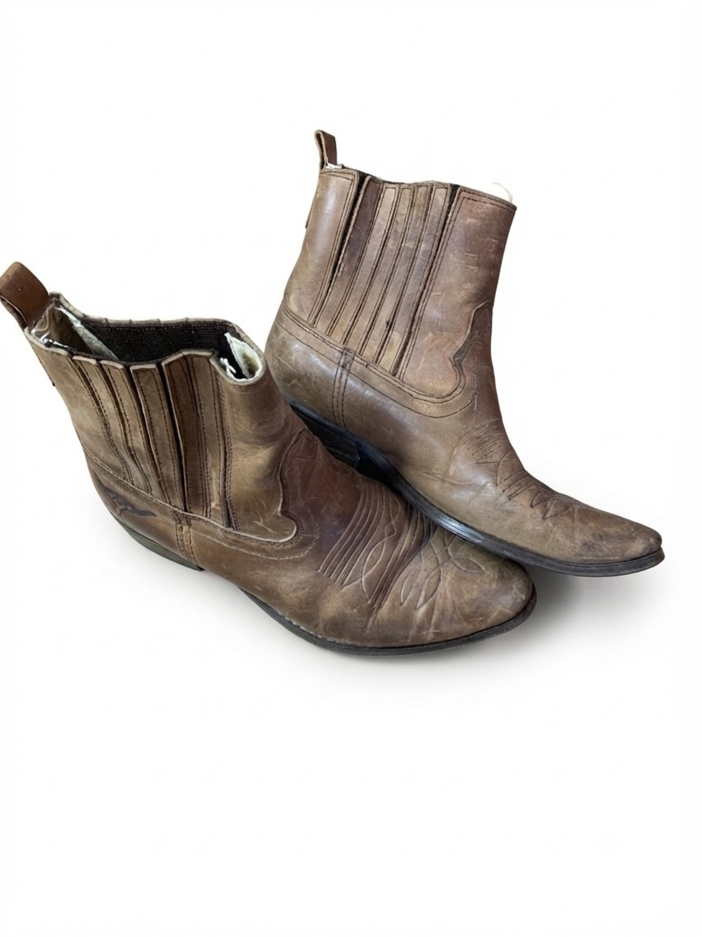 Joe Sanchez Vintage Western Boots Brown Leather Ankle Booties Size 36 US 5.5-6